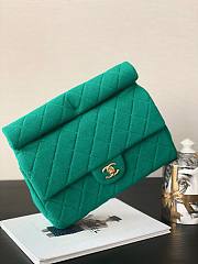 Bagsaaa Chanel Jersey and metal clutch in green  - 24.5x18.5x4.5cm  - 5