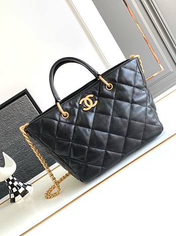 Bagsaaa Chanel Vintage Tope Handle Black Lambskin Bag - 27x20x10cm