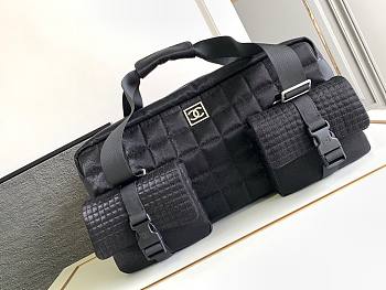 Bagsaaa Chanel Sport Line Double Pocket Duffle Bag Quilted Nylon Large 