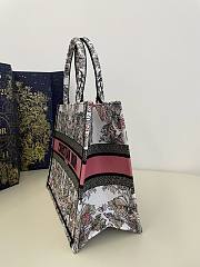 Bagsaaa Dior Lady Medium Book Tote White and Pastel Pink Butterfly Around The World Embroidery - 36x18x28cm - 6