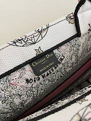 Bagsaaa Dior Lady Medium Book Tote White and Pastel Pink Butterfly Around The World Embroidery - 36x18x28cm - 2