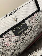 	 Bagsaaa Dior Lady Medium Book Tote White and Pastel Pink Butterfly Around The World Embroidery - 42 x 35 x 18.5 cm - 2