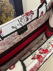 Bagsaaa Dior Lady Small Book Tote Red Butterfly Around The World Embroidery - 26x8x22cm - 4