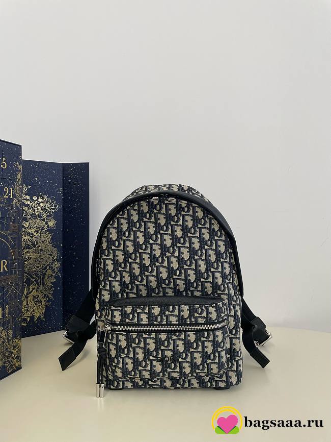 Bagsaaa Dior Rider Oblique Blue Canvas Backpack - 24x9x32cm - 1