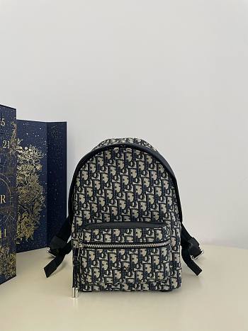 Bagsaaa Dior Rider Oblique Blue Canvas Backpack - 24x9x32cm