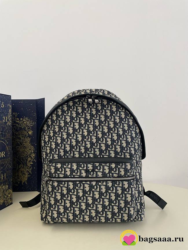 	 Bagsaaa Dior Rider Oblique Blue Canvas Backpack - 39x15x42cm - 1