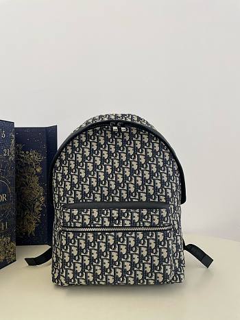 	 Bagsaaa Dior Rider Oblique Blue Canvas Backpack - 39x15x42cm