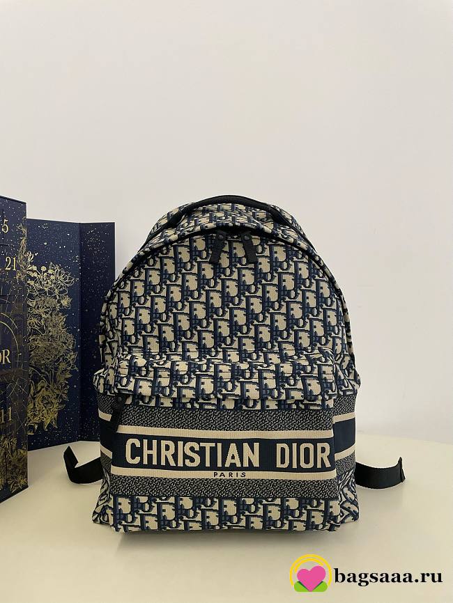 Bagsaaa Dior Oblique Canvas Blue Backpack - 35x41x15cm - 1