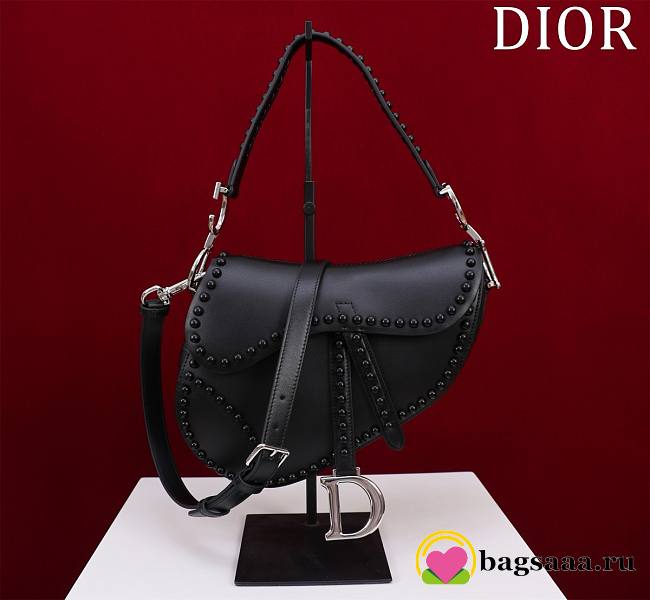 Bagsaaa Dior Saddle Studded In Black - 25.5x20x6.5cm - 1