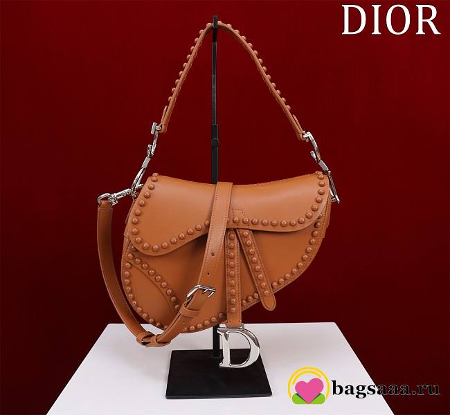 	 Bagsaaa Dior Saddle Studded In Brown - 25.5x20x6.5cm - 1