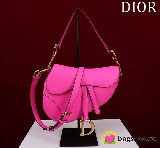 Bagsaaa Dior Saddle Medium Pink With Strap - 25.5x20x6.5cm - 1