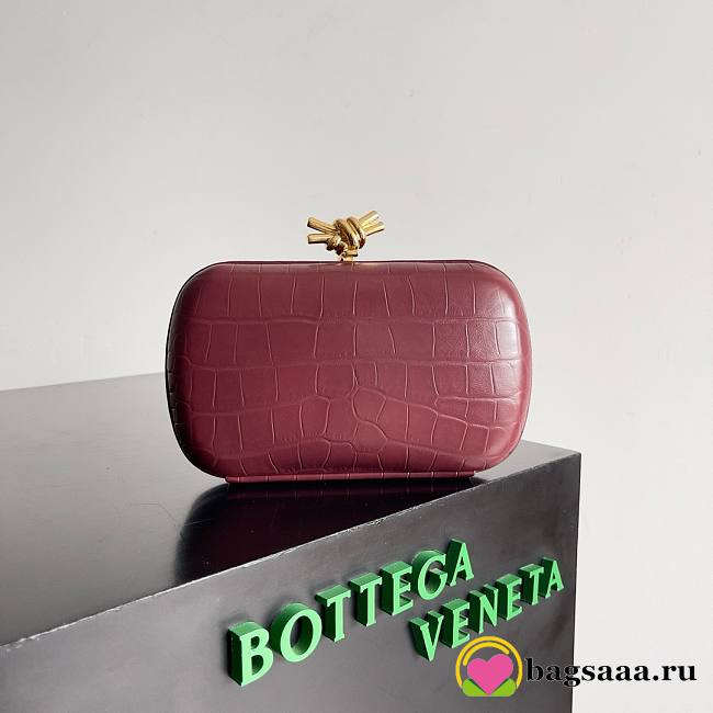 	 Bagsaa Bottega Veneta Knot Crocodile Burgundy - 20x12x5.5cm - 1
