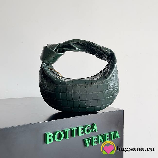 	 Bagsaaa Bottega Veneta Small Jodie Crocodile Dark Green Bag - 23x15x5cm - 1