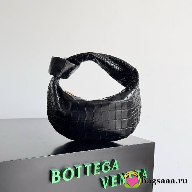 	 Bagsaaa Bottega Veneta Small Jodie Crocodile Black Bag - 23x15x5cm - 1