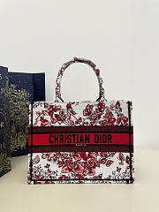 Bagsaaa Dior Lady Medium Book Tote Red Butterfly Around The World Embroidery - 36x18x28cm - 1