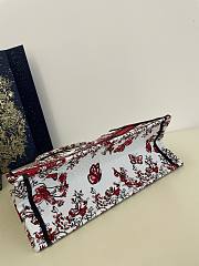 Bagsaaa Dior Lady Medium Book Tote Red Butterfly Around The World Embroidery - 36x18x28cm - 5