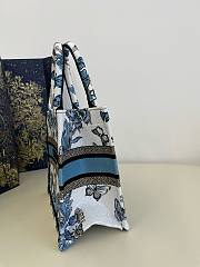 Bagsaaa Dior Small Book Tote White and Blue Toile De Jouy Mexico Embroidery - 26x8x22cm - 6