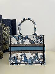 Bagsaaa Dior Small Book Tote White and Blue Toile De Jouy Mexico Embroidery - 26x8x22cm - 5