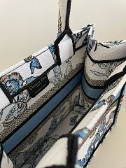 Bagsaaa Dior Small Book Tote White and Blue Toile De Jouy Mexico Embroidery - 26x8x22cm - 4