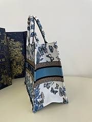 	 Bagsaaa Dior Medium Book Tote White and Blue Toile De Jouy Mexico Embroidery - 36x18x28cm - 2