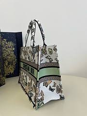 	 Bagsaaa Dior Medium Book Tote White and Green Toile De Jouy Mexico Embroidery - 36x18x28cm - 5