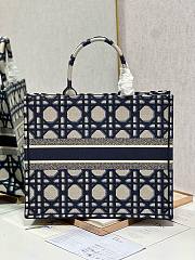 Bagsaaa Dior Large Book Tote Blue Macrocannage Embroidery   - 5