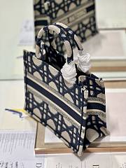 Bagsaaa Dior Small Book Tote Blue Macrocannage Embroidery  - 6