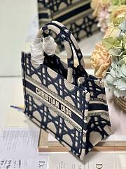 Bagsaaa Dior Small Book Tote Blue Macrocannage Embroidery  - 3