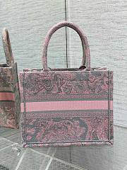 Bagsaaa Dior Small Book Tote Ecru and Pink Toile de Jouy Embroidery - 26x22x8cm - 6