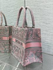 Bagsaaa Dior Small Book Tote Ecru and Pink Toile de Jouy Embroidery - 26x22x8cm - 5