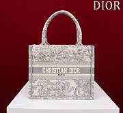 	 Bagsaaa Dior Small Book Tote Ecru and Grey Toile de Jouy Embroidery - 26x22x8cm - 1