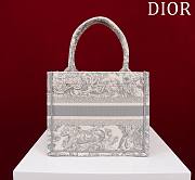 	 Bagsaaa Dior Small Book Tote Ecru and Grey Toile de Jouy Embroidery - 26x22x8cm - 6