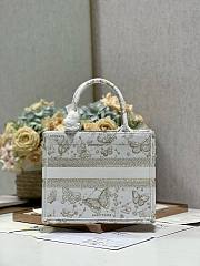 Bagsaaa Dior Book Tote Small White and Gold-tone Gradient Butterflies - 3