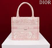 Bagsaaa Dior Small Book Tote Ecru and Light Pink Toile de Jouy Embroidery - 26x22x8cm - 1