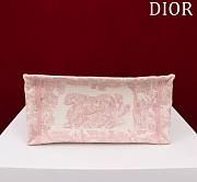 Bagsaaa Dior Small Book Tote Ecru and Light Pink Toile de Jouy Embroidery - 26x22x8cm - 3
