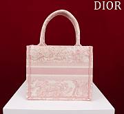 Bagsaaa Dior Small Book Tote Ecru and Light Pink Toile de Jouy Embroidery - 26x22x8cm - 2
