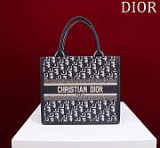 Bagsaaa Dior Small Dior Book Tote Blue Oblique Embroidery and Calfskin (26.5 x 21 x 14 cm) - 1