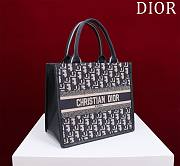 Bagsaaa Dior Small Dior Book Tote Blue Oblique Embroidery and Calfskin (26.5 x 21 x 14 cm) - 2