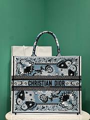 Bagsaaa Dior Medium Book Tote Blue and White Butterfly Bandana Embroidery  - 1