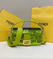 Bagsaaa Fendi Baguette Acid green sequin and leather bag - 27x15x6cm - 1