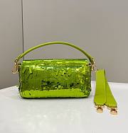 Bagsaaa Fendi Baguette Acid green sequin and leather bag - 27x15x6cm - 3