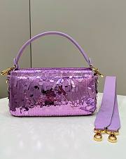 Bagsaaa Fendi Baguette Purple sequin and leather bag - 27x15x6cm - 5