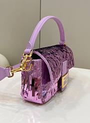 Bagsaaa Fendi Baguette Purple sequin and leather bag - 27x15x6cm - 4