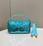 Bagsaaa Fendi Baguette Blue sequin and leather bag - 27x15x6cm - 6