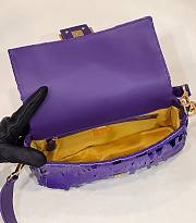 Bagsaaa Fendi Baguette Dark Purple sequin and leather bag - 27x15x6cm - 3