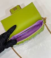 	 Bagsaaa Fendi Mni Baguette Acid green sequin and leather bag - 19*5*11cm - 2