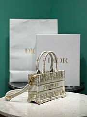 Bagsaaa Dior Mini Book Tote With Strap White and Gold-tone Oblique Canvas  - 21.5x13x7.5cm - 6