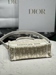 Bagsaaa Dior Mini Book Tote With Strap White and Gold-tone Oblique Canvas  - 21.5x13x7.5cm - 5