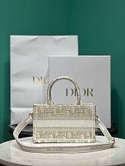 Bagsaaa Dior Mini Book Tote With Strap White and Gold-tone Oblique Canvas  - 21.5x13x7.5cm - 4