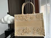 	 Bagsaaa Dior Book Tote Medium Beige D-Lace Flower Embroidery with 3D Macramé Effect - 6